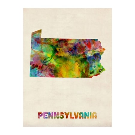Michael Tompsett 'Pennsylvania Map' Canvas Art,24x32